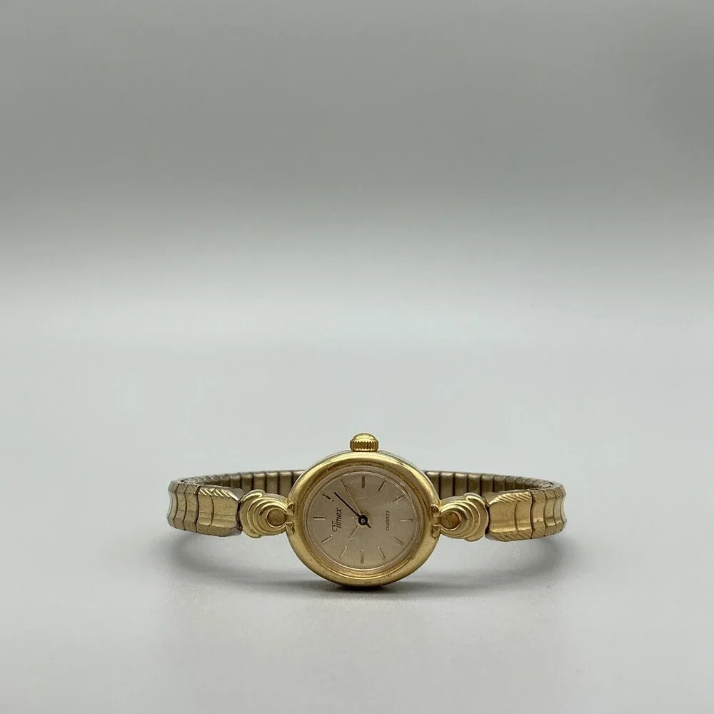 Vintage Timex Womens Watch 17mm Champagne Dial Gold Tone Expansion New Battery